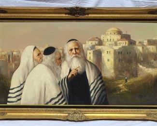 David Pelbam Painting of Rabbis in Jerusalem