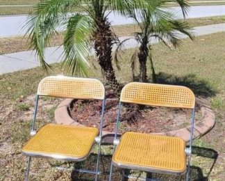 Pair of Mid-Century Chrome & Teak Castelli Chairs