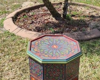 Hexagonal Moroccan Hand Painted Side Table