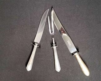 Carving Knives And Fork With Sterling Handles