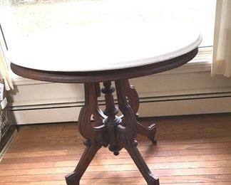 Antique Marble Top Oval Table