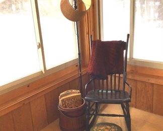 Antique Rocker, Vintage Floor Lamp