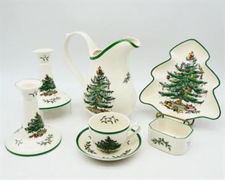 Vintage Spode Christmas Tree Tableware Bundle (Total of 7 Items)
