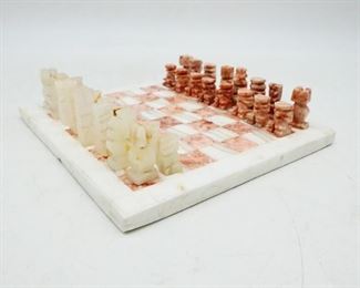 Unique Marble and Onyx Mini Chess Set
