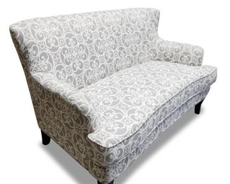 Gray and White Tight Back Bench Seat Sofa
