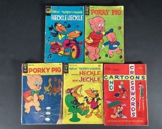Vintage Gold Key: Heckle and Jeckle, Porky Pig, and Vintage Crossword Puzzle Book.
