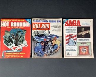 Vintage Hot Rodding magazines, and Saga magazine.
