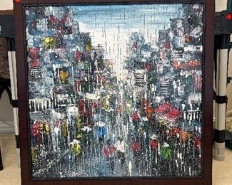 (1) Abstract Impressionist Canvas Painting by Le Ngoc Quan - Vietnam 