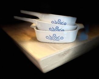 (1) Corning Ware Blue Cornflower Casserole Dish | (2) Pans  