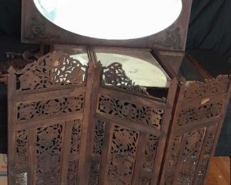 Antique Vintage Wooden Mirrors and Screen in Need of TLC Repairs