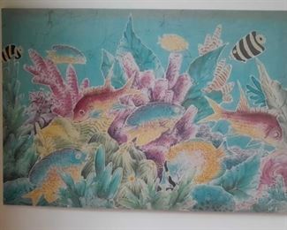 Coral Reef and Sea Life Framed Tapestry Print