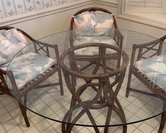 Glass Top Table and Three Chairs