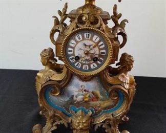 Paris Made Ormalu and Porcelain Clock Vintage HY Marc