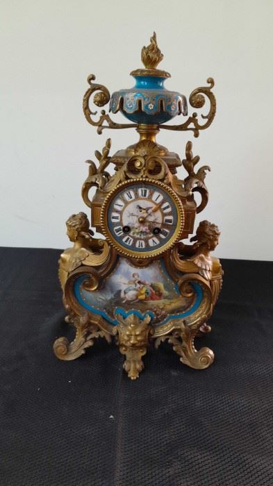 Paris Made Ormalu and Porcelain Clock Vintage HY Marc