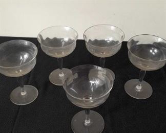 Set of Five Large Stemware Glasses