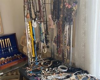 Tons of costume jewelry, 2 tables full!