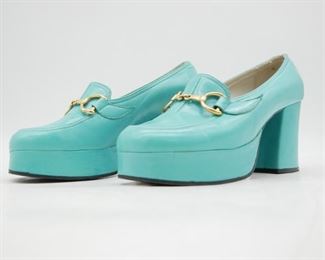 Galerias Preciados Teal Loafer Heels
