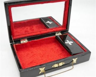 Black Lacquered Trinket Box w/Mother of Pearl Inlay
