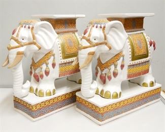 Large Ceramic Elephant Plant Stands (Set of 2)
