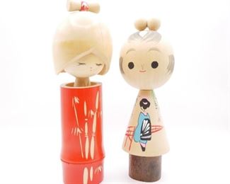 Vintage Kokeshi Dolls (Set of 2)
