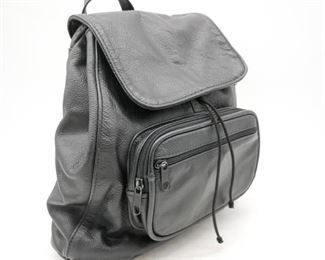 Black Pebbled Leather Backpack Purse
