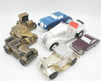 Vintage Car Banks and Wooden Cars Assortment (Total of 7)
