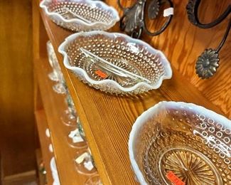 Clear and blue hobnail pieces