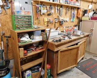 Workbench of assorted tools