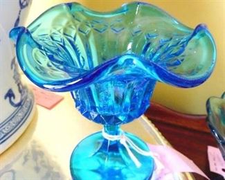 Fenton Blue Pedestal Glass