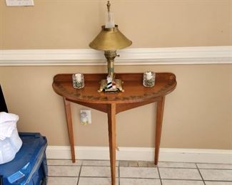Half round entry table and lamp (sold spearately)