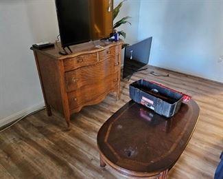 Samsung flat scree TVs, oak dresser, coffee table (items sold separately)