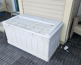 Patio/dock box with gardening supplies (sold separately)