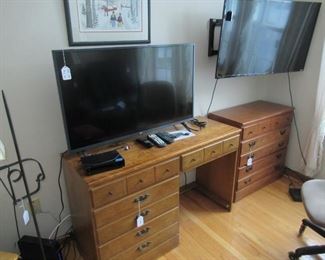 18" x 48" Desk and two 42" smart TV's