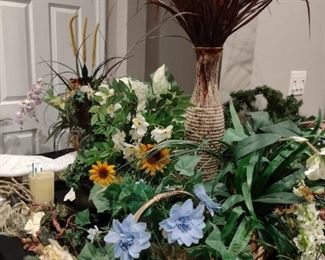 silk flowers and greenery