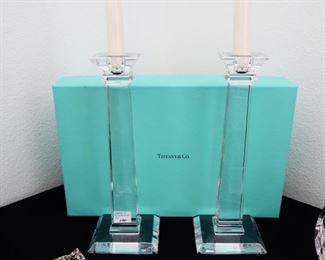 Tiffany & Co. Crystal Candlestick Holders w/Box