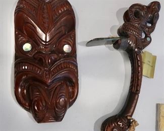 Tribal Mask and Ceremonial Toki Poutangata
