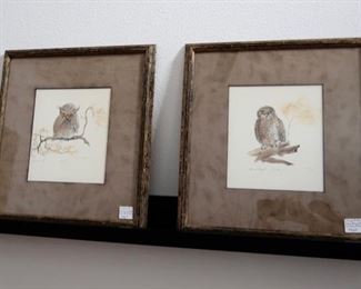 Marie Cole - Original Lithograph - Numbered & Signed - Sitting Pretty Owl (50/250) - Whooie II Owl (48/250) 