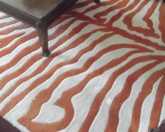 Alliyah Orange/White Tiger Stripe Area Rug, Handmade in New Zealand