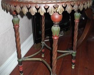 Antique Ornate Cast Metal Accent Table