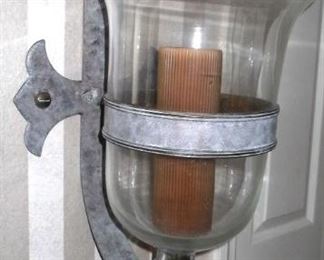 Large Gothic Style Metal/Glass Wall Sconce 