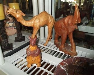Elephant, Camel, Kangaroo Figurines
