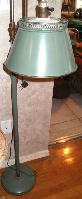 Vintage Green Tole Floor Lamp