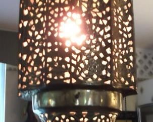 Vintage Pierced Brass Moroccan Hanging Lamp