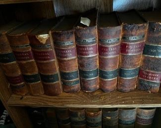 DOZENS OF 1800s LEATHER BOUND LAW BOOKS