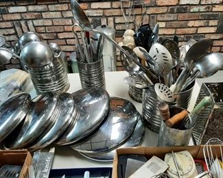 Lots and Lots of cookware, utensils, serving dishes, warming trays