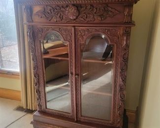 ANTIQUE CARVED BOOKCASE 