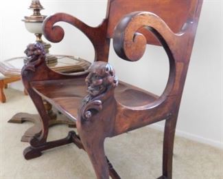 Vintage Carved Solid Wood Decorator Chair