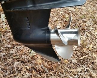 This outboard has a stainless steel prop