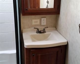 Vanity in the RV's bathroom