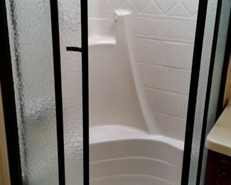 Roomy shower.   (The RV has a 12 gallon water heater)